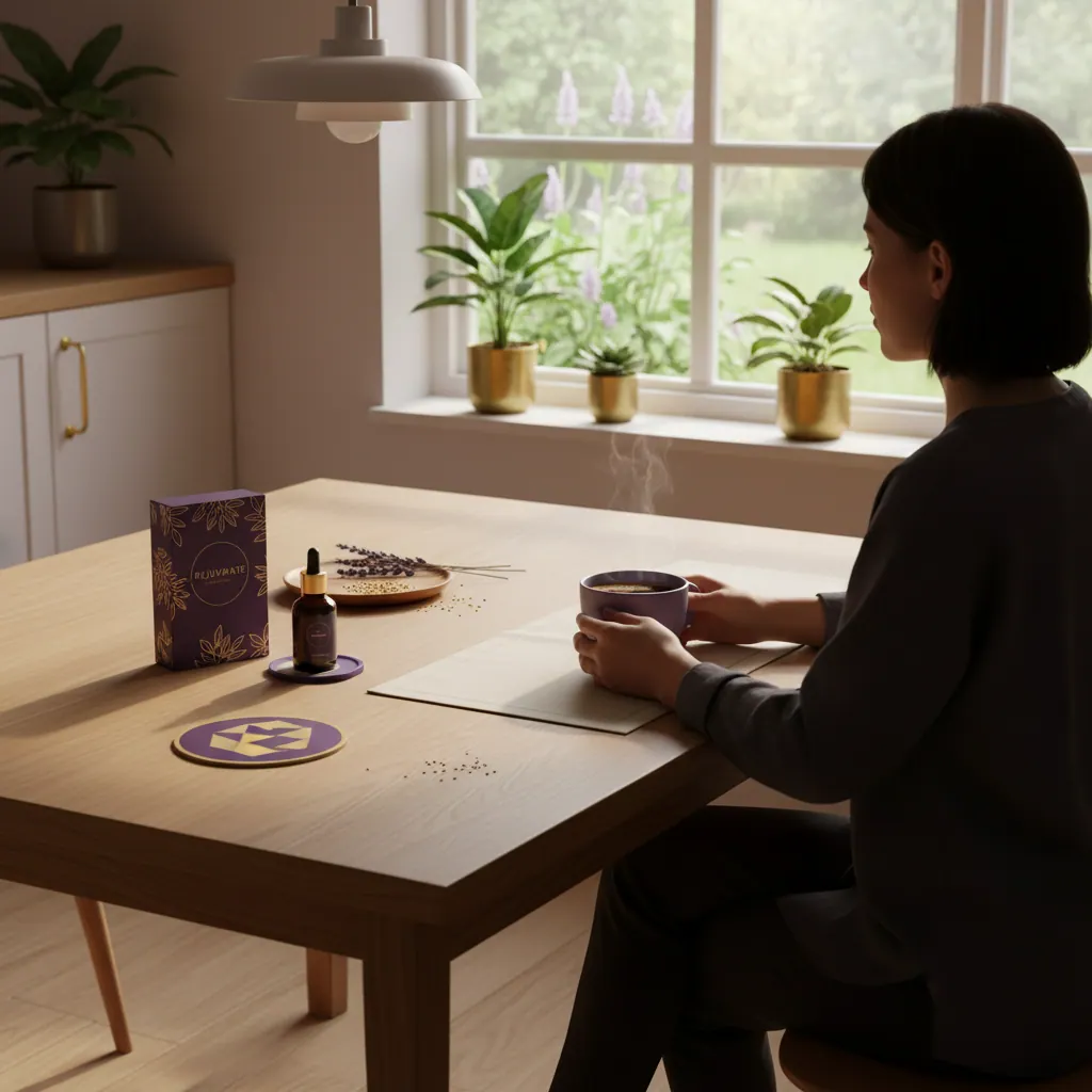 Person von hinten, hält Kaffeetasse am Morgen, aktiver Lebensstil gesunde Gewohnheiten